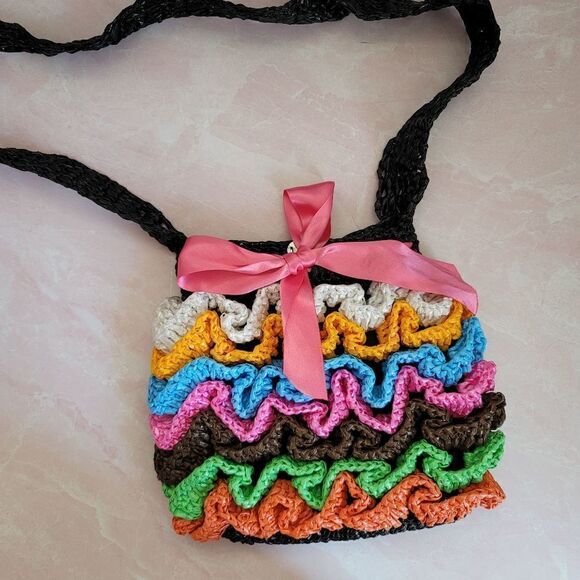 Y2k ruffle purse ruffle crossbody bag pink brown - Picture 1 of 4